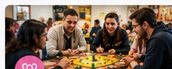 Pessoas diferentes reunidas à volta de um jogo
