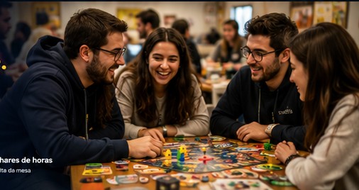 Pessoas a jogar jogos de tabuleiro numa mesa